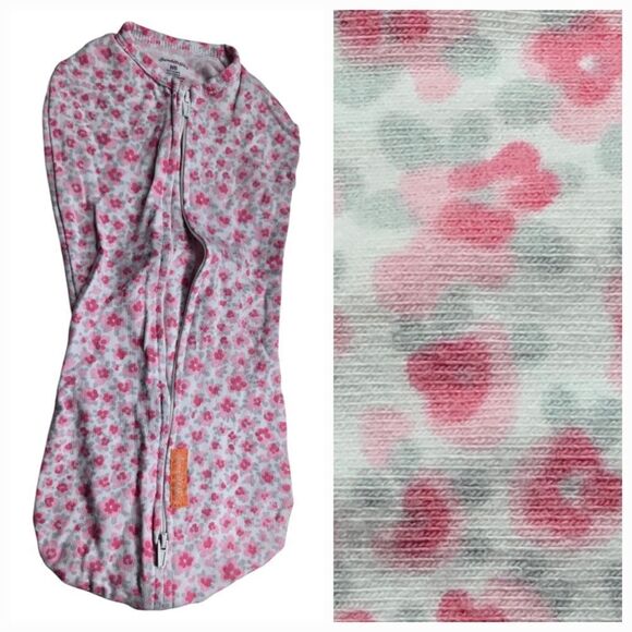 Swaddle Pod Newborn 0-2M Pink Floral Baby Girl Zip Front Sleepsack Lightweight - Picture 1 of 8